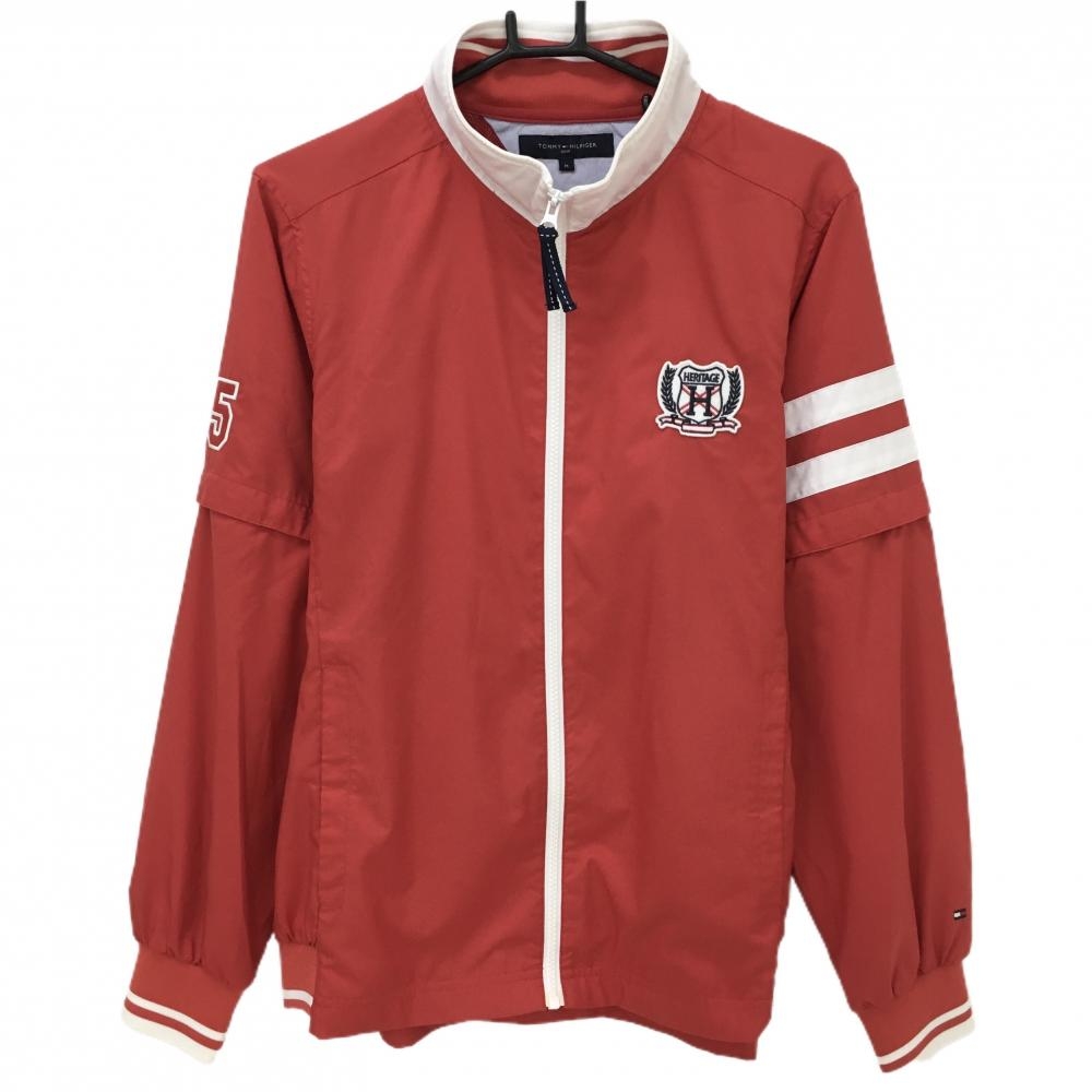 トミーヒルフィガーゴルフ 2WAYジャケット レッド×白 袖着脱可 内側メッシュ メンズ M ゴルフウェア Tommy Hilfiger Golf