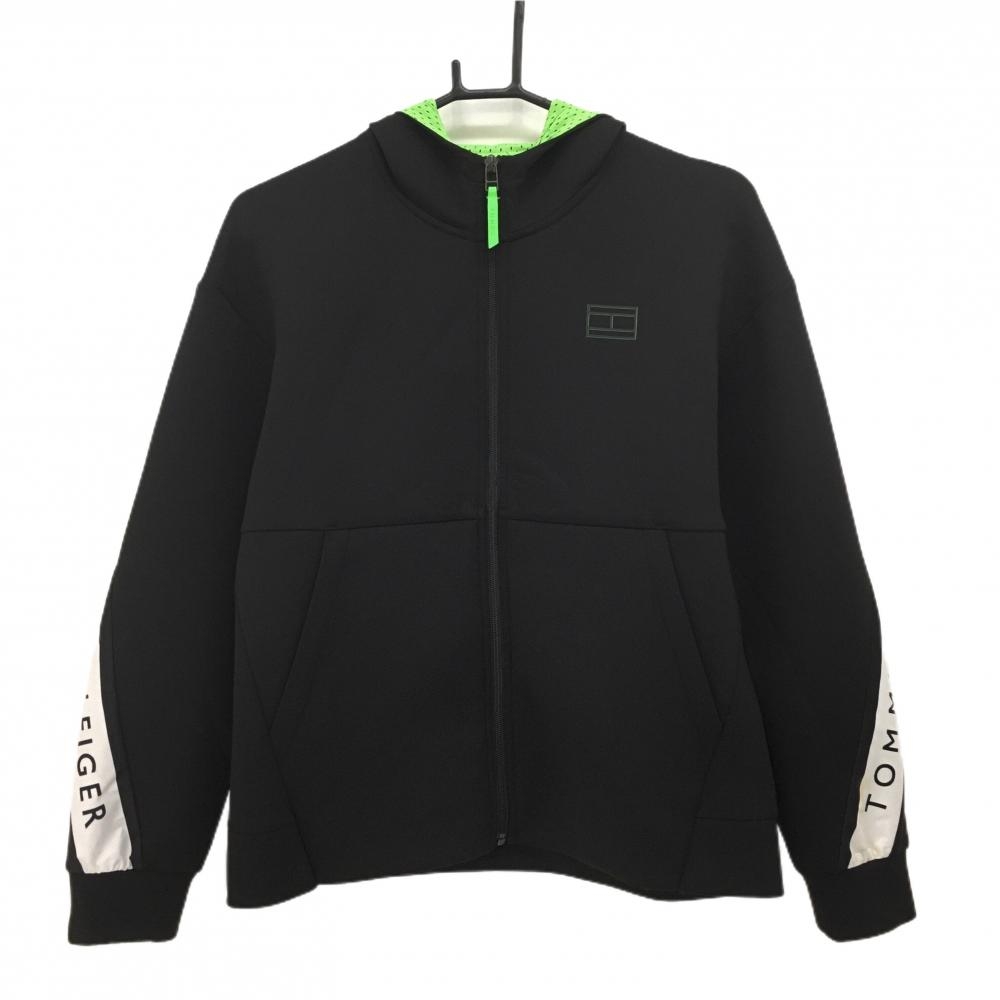 トミーヒルフィガーゴルフ ジップパーカー 黒×白 ダンボールニット ジャケット メンズ L ゴルフウェア 2024年モデル Tommy Hilfiger Golf