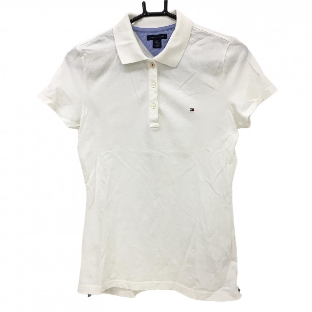 トミーヒルフィガー 半袖ポロシャツ 白 ロゴ刺しゅう レディース S/P ゴルフウェア Tommy Hilfiger Golf