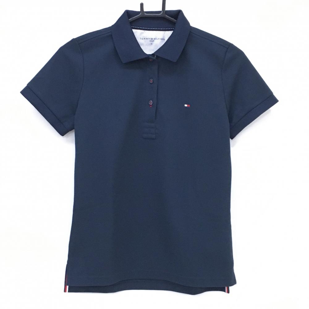 トミーヒルフィガーゴルフ 半袖ポロシャツ ダークネイビー ロゴ刺しゅう レディース M ゴルフウェア Tommy Hilfiger Golf