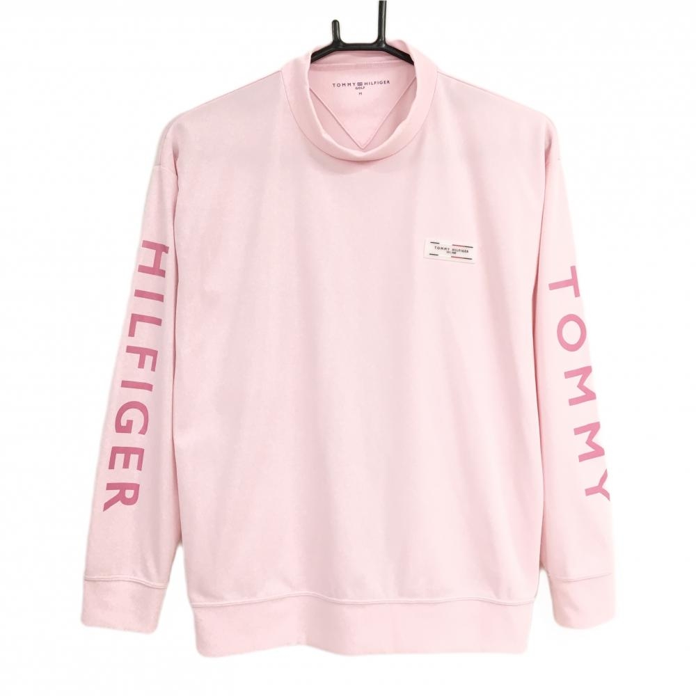 【超美品】トミーヒルフィガーゴルフ 長袖シャツ ライトピンク×ピンク 袖ロゴプリント  レディース M ゴルフウェア Tommy Hilfiger Golf
