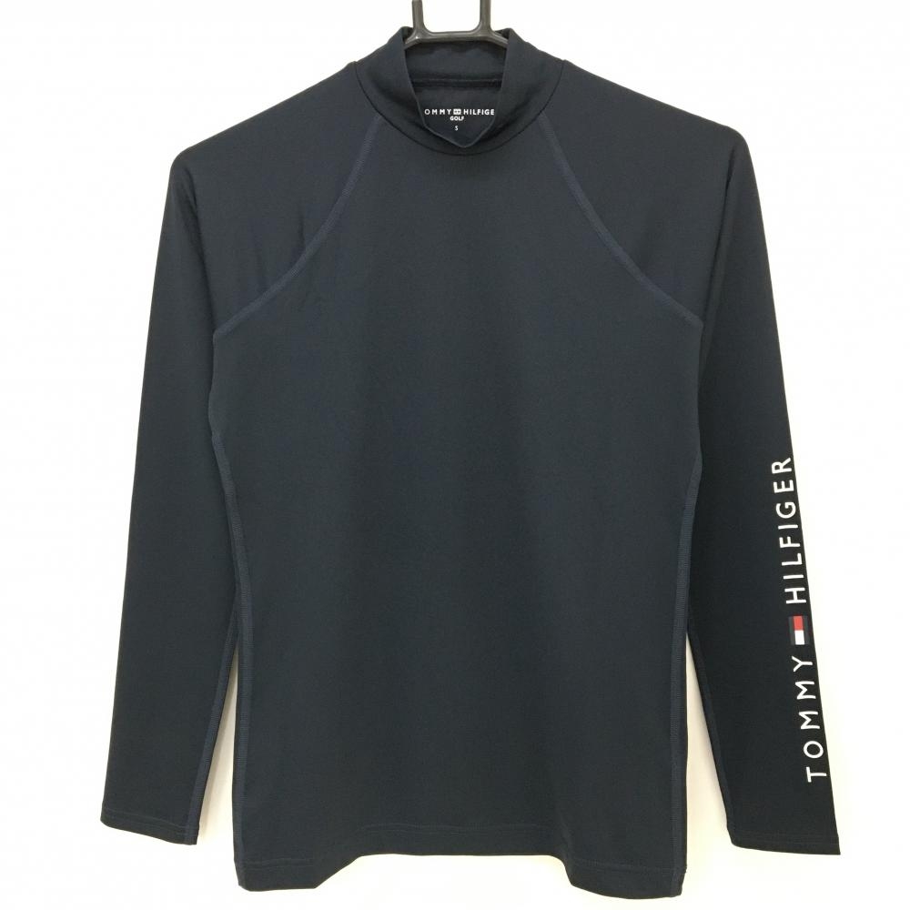 【超美品】トミーヒルフィガー ハイネックインナーシャツ ネイビー 袖ロゴ レディース S ゴルフウェア 2023年モデル Tommy Hilfiger Golf