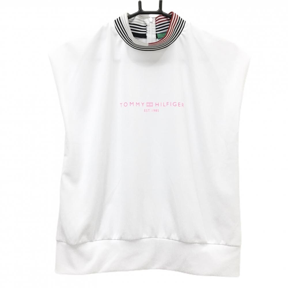 【超美品】トミーヒルフィガーゴルフ 半袖ハイネックシャツ 白 レディース M ゴルフウェア 2024年モデル Tommy Hilfiger Golf