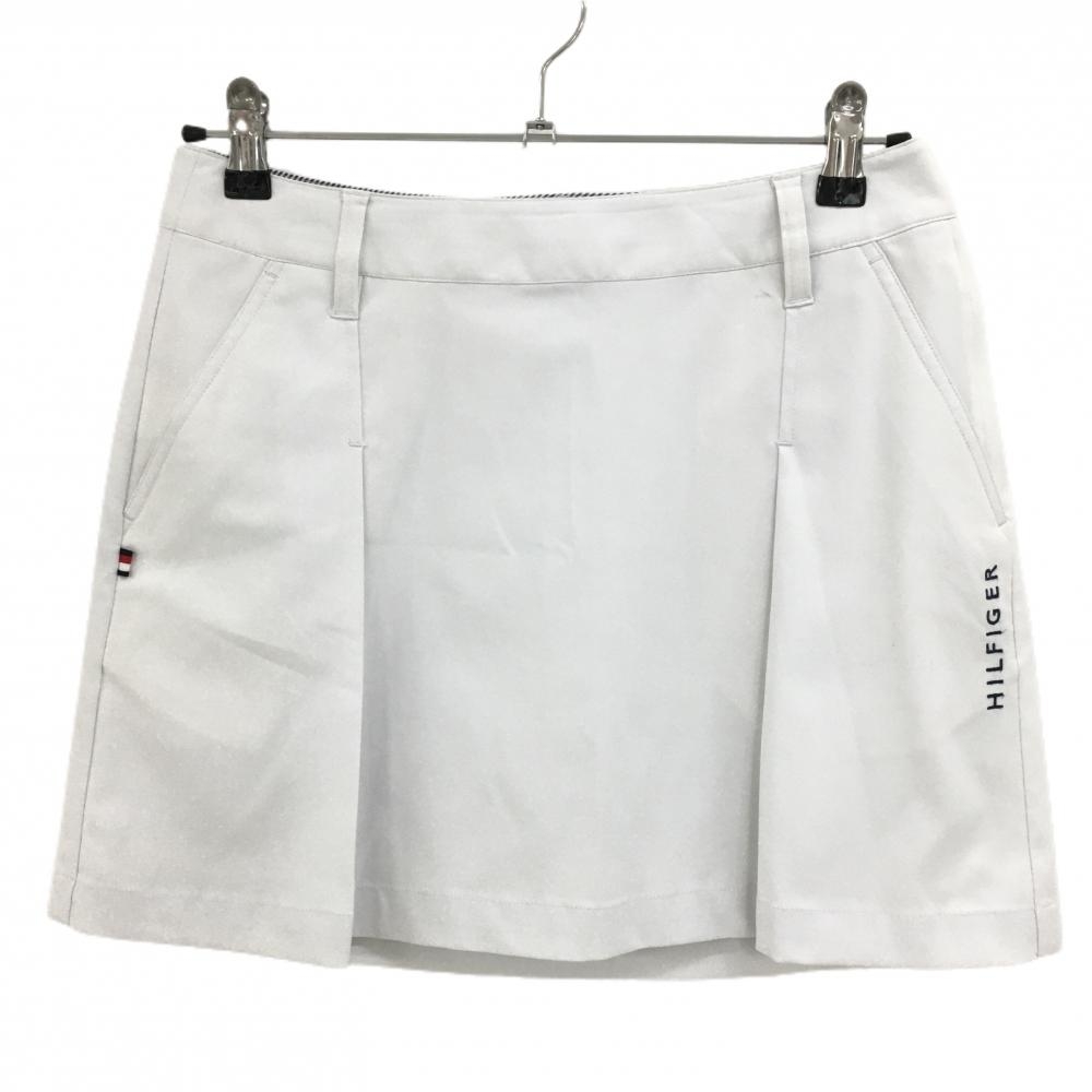 【美品】トミーヒルフィガーゴルフ スカート 白 サイドロゴ刺しゅう レディース M ゴルフウェア Tommy Hilfiger Golf