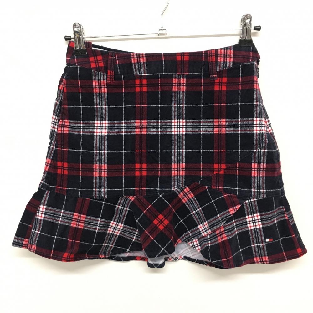 【美品】トミーヒルフィガー スカート ネイビー×レッド チェック コーデュロイ風生地  レディース S ゴルフウェア Tommy Hilfiger Golf