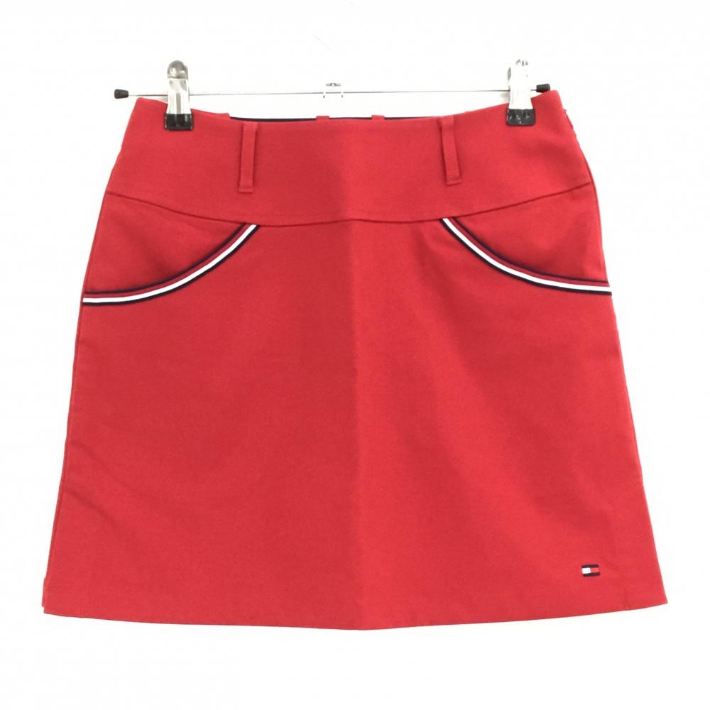 【超美品】トミーヒルフィガーゴルフ スカート レッド 後ろウエストゴム レディース M ゴルフウェア 2024年モデル Tommy Hilfiger Golf