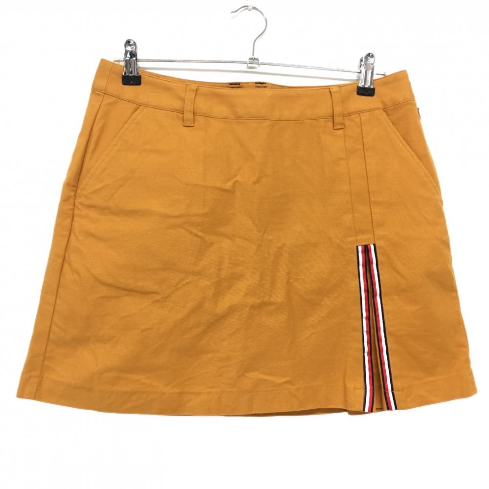 【美品】トミーヒルフィガーゴルフ スカート イエローブラウン系 ボックスプリーツ レディース LL ゴルフウェア Tommy Hilfiger Golf