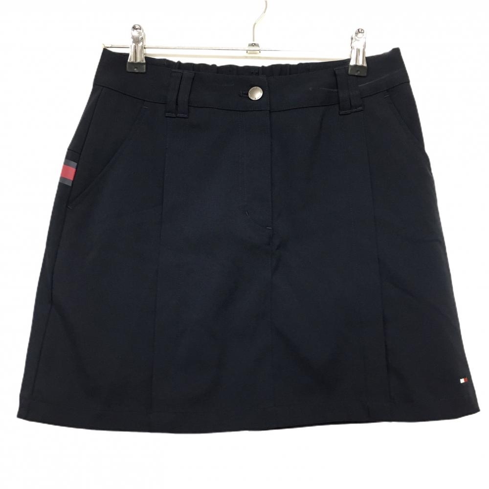 【美品】トミーヒルフィガー スカート ネイビー ストレッチ バックロゴ ウエスト一部ゴム  レディース M ゴルフウェア Tommy Hilfiger Golf
