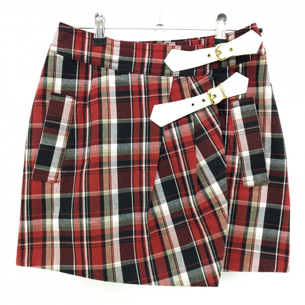 【美品】トミーヒルフィガー スカート レッド×黒 チェック柄 巻きスカート レディース S ゴルフウェア Tommy Hilfiger Golf
