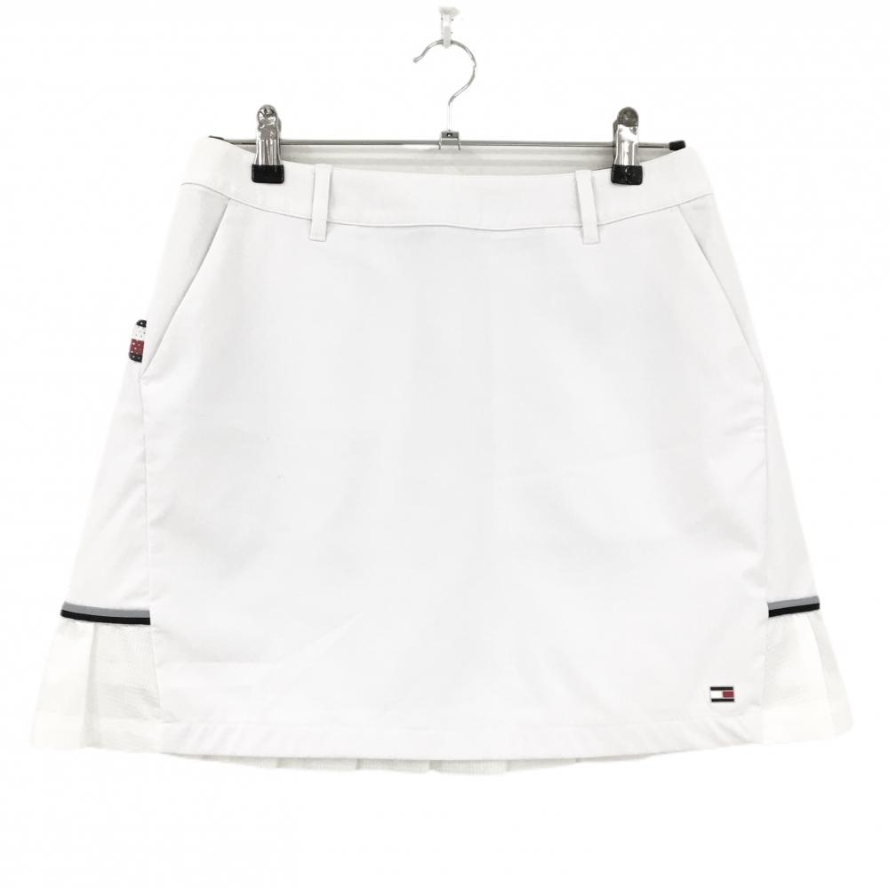 【美品】トミーヒルフィガー スカート 白 後ろ裾プリーツ ウエスト一部ゴム レディース LL ゴルフウェア Tommy Hilfiger Golf