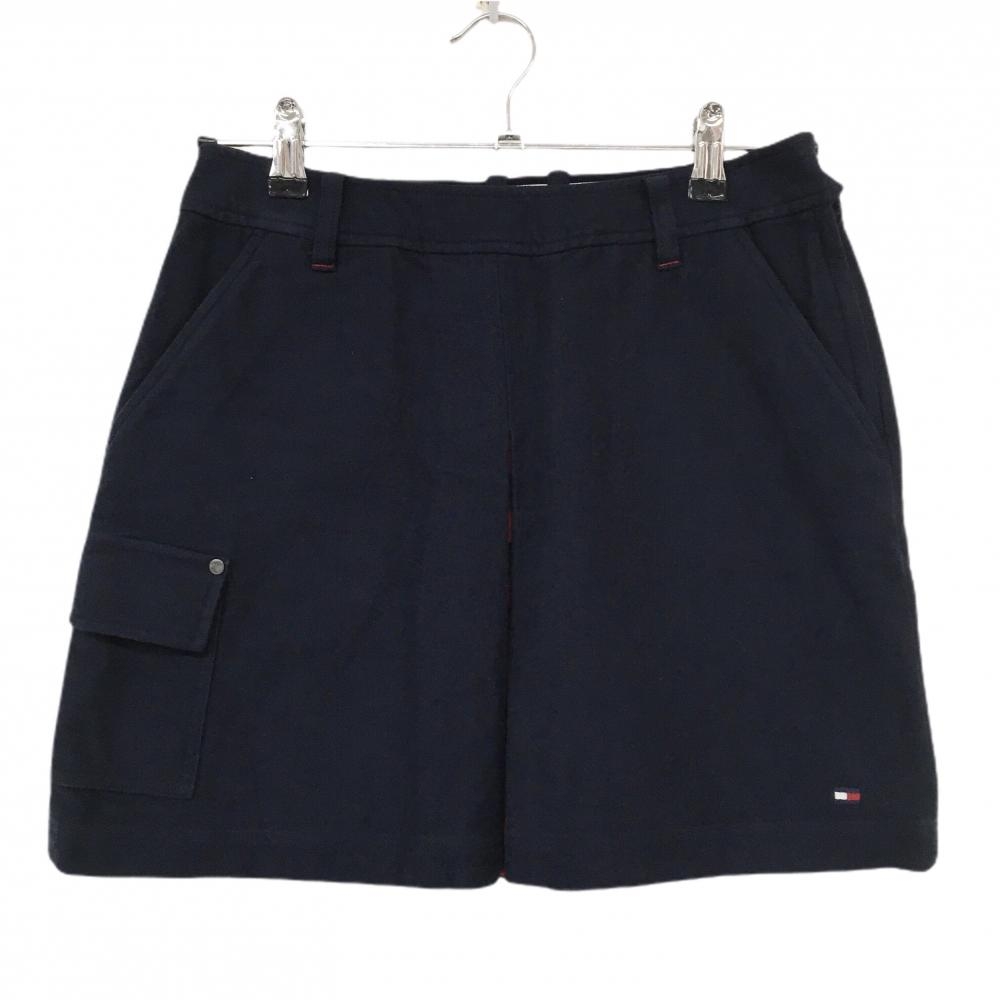 トミーヒルフィガー スカート ネイビー ボックスプリーツ 一部斜めボーダー  レディース M ゴルフウェア Tommy Hilfiger Golf