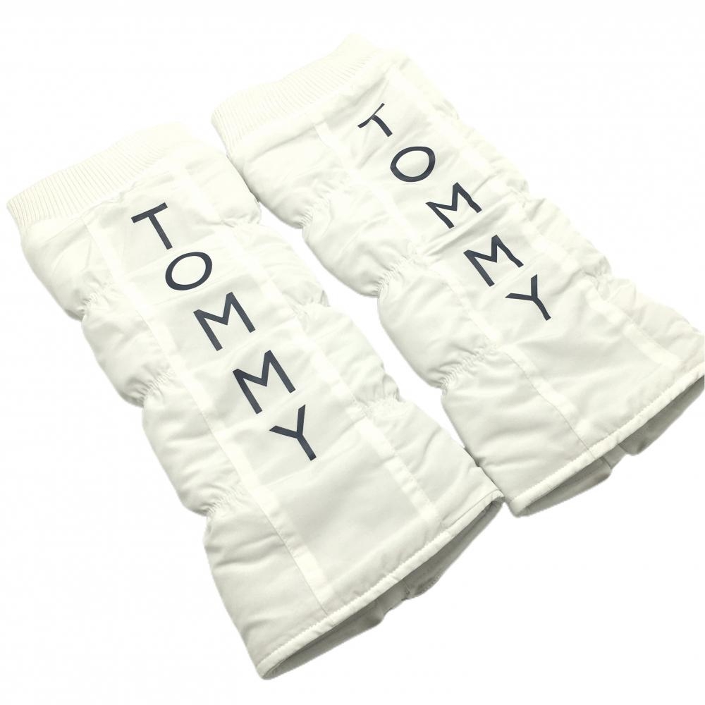 トミーヒルフィガー 中綿レッグウォーマー 白×ネイビー ロゴプリント レディース フリー ゴルフウェア Tommy Hilfiger Golf