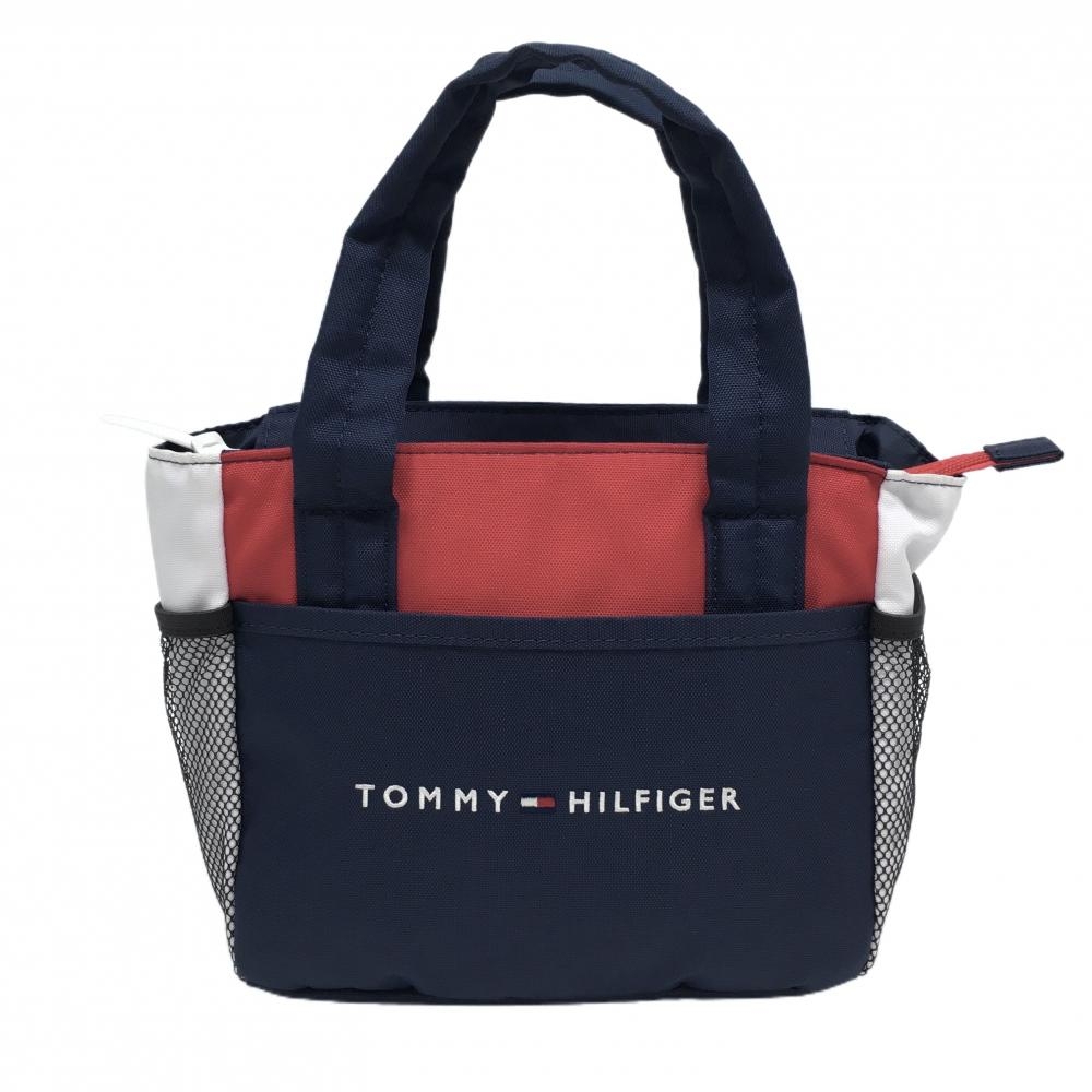 【美品】トミーヒルフィガー カートバッグ ネイビー×レッド×白 フロントロゴ 内外ポケット ゴルフ Tommy Hilfiger Golf