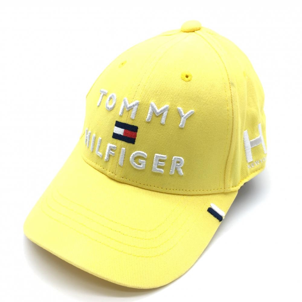 トミーヒルフィガー キャップ イエロー ロゴ刺しゅう 内側パイル地　 57cm フリー ゴルフウェア Tommy Hilfiger Golf