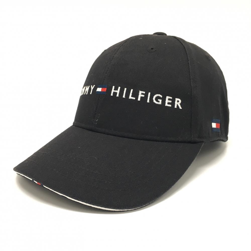 トミーヒルフィガー キャップ 黒×白 フロントロゴ刺しゅう フリー   ゴルフウェア Tommy Hilfiger Golf