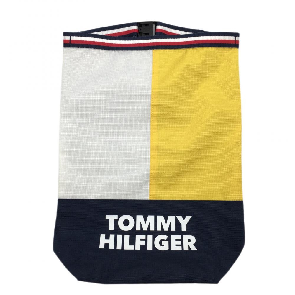 トミーヒルフィガー シューズケース 白×イエロー×ネイビー トリコロール持ち手ゴルフ Tommy Hilfiger Golf