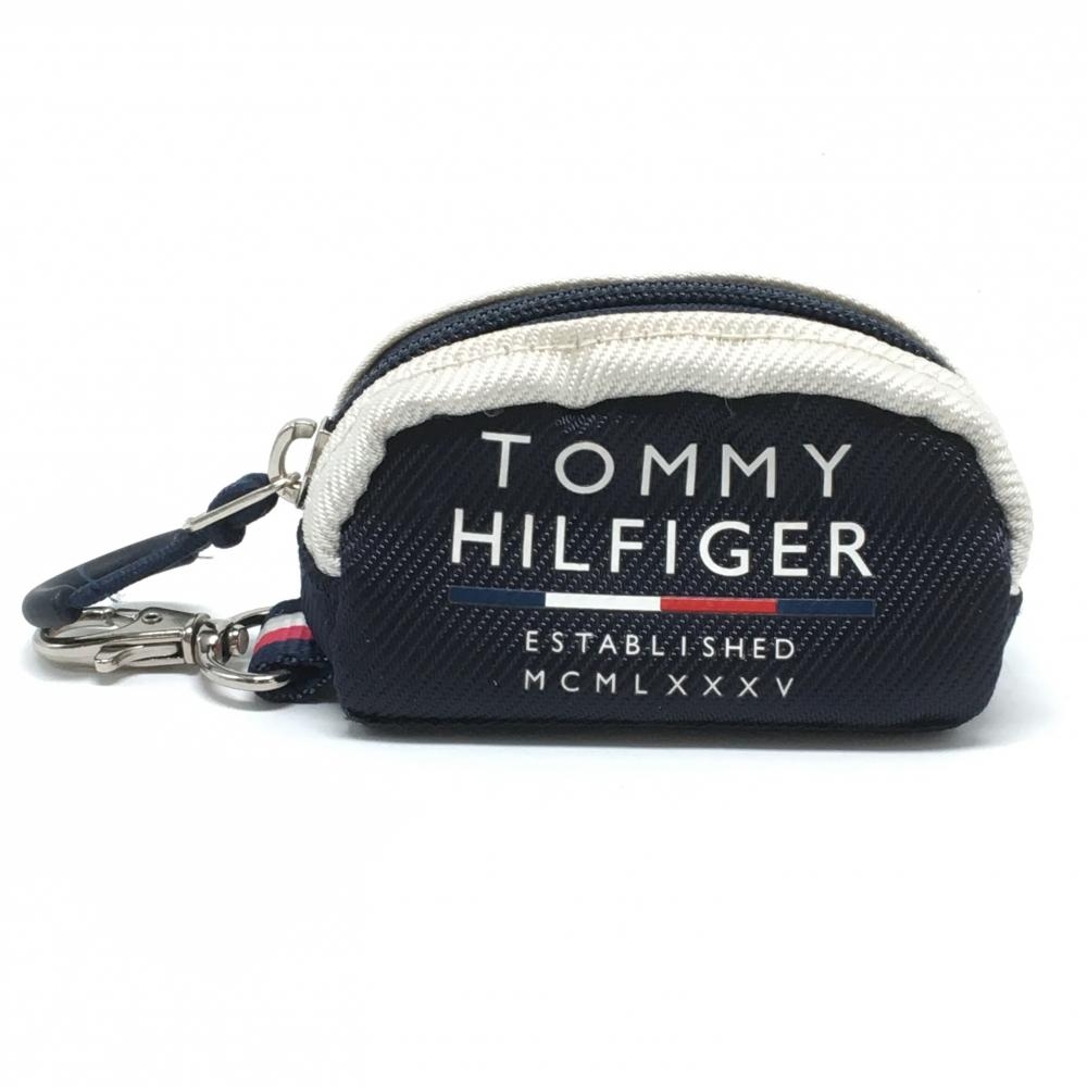 トミーヒルフィガー ボールケース ネイビー×白 ロゴプリント ポーチ 小物入れ ゴルフ Tommy Hilfiger Golf
