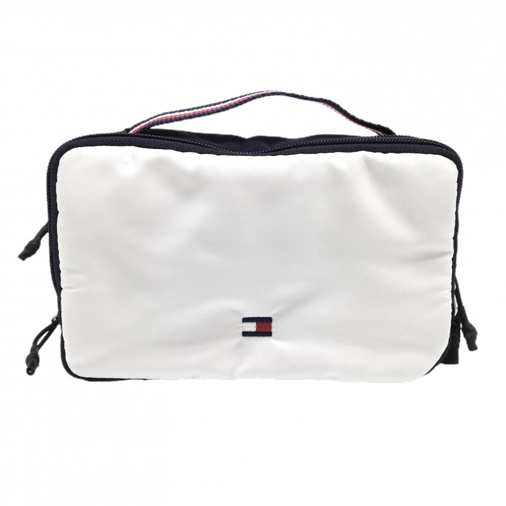 【新品】トミーヒルフィガー ポーチ 白×ネイビー 内外ポケット セパレート可 小物入れ ゴルフ Tommy Hilfiger Golf