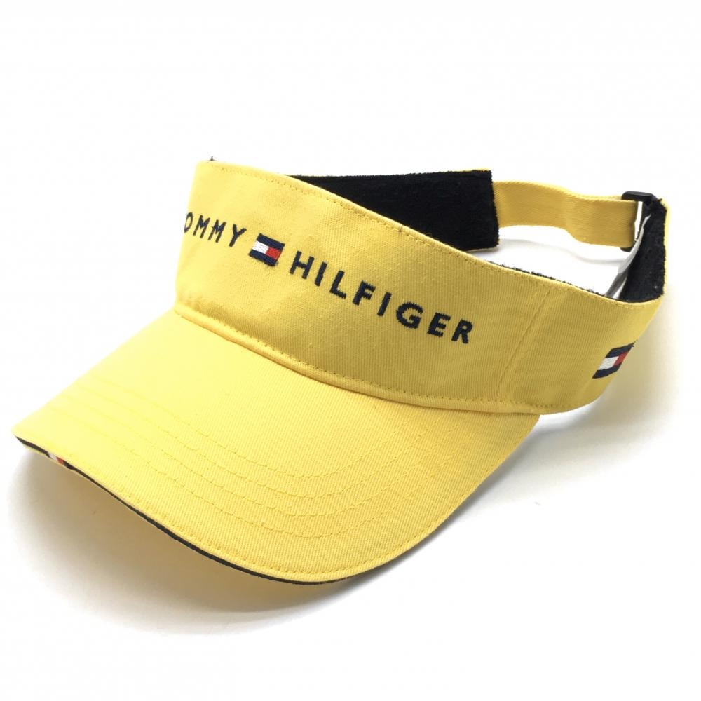 トミーヒルフィガー サンバイザー イエロー×ネイビー ロゴ刺しゅう フリー  ゴルフウェア Tommy Hilfiger Golf