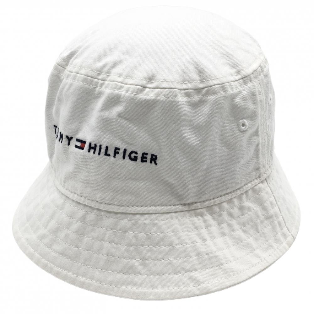 【美品】トミーヒルフィガー バケットハット 白 ロゴ   ゴルフウェア Tommy Hilfiger Golf