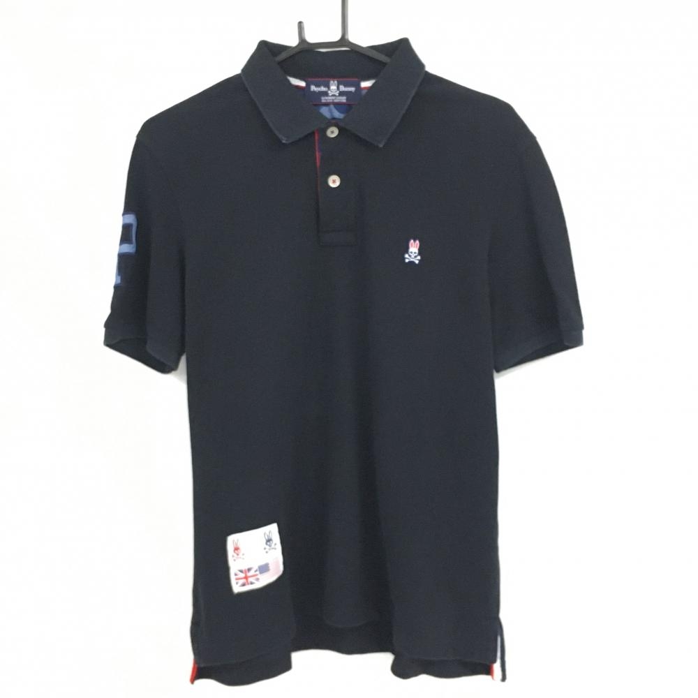 サイコバニー 半袖ポロシャツ ネイビー 襟裏カモフラ柄 迷彩 スカルラビット メンズ XL ゴルフウェア Psycho Bunny