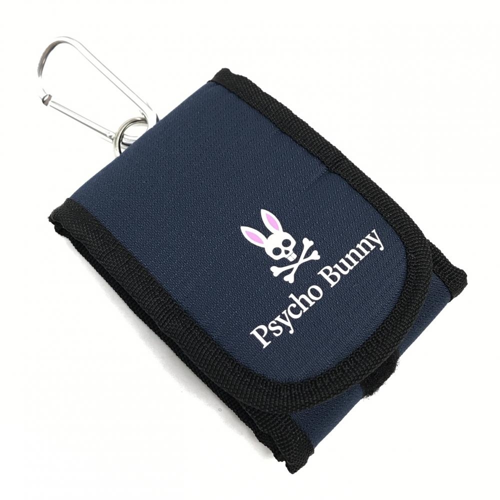 【美品】サイコバニー スコープケース ネイビー×黒 ロゴプリント ゴルフ Psycho Bunny