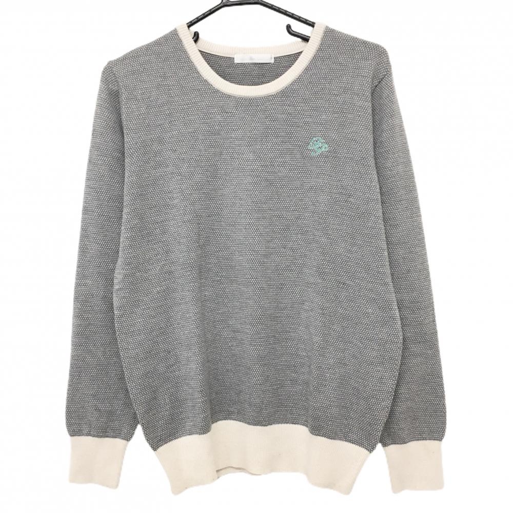 【美品】フェアリーパウダー セーター グレー×白 総柄 ニット  メンズ 2(M) ゴルフウェア FAIRY POWDER
