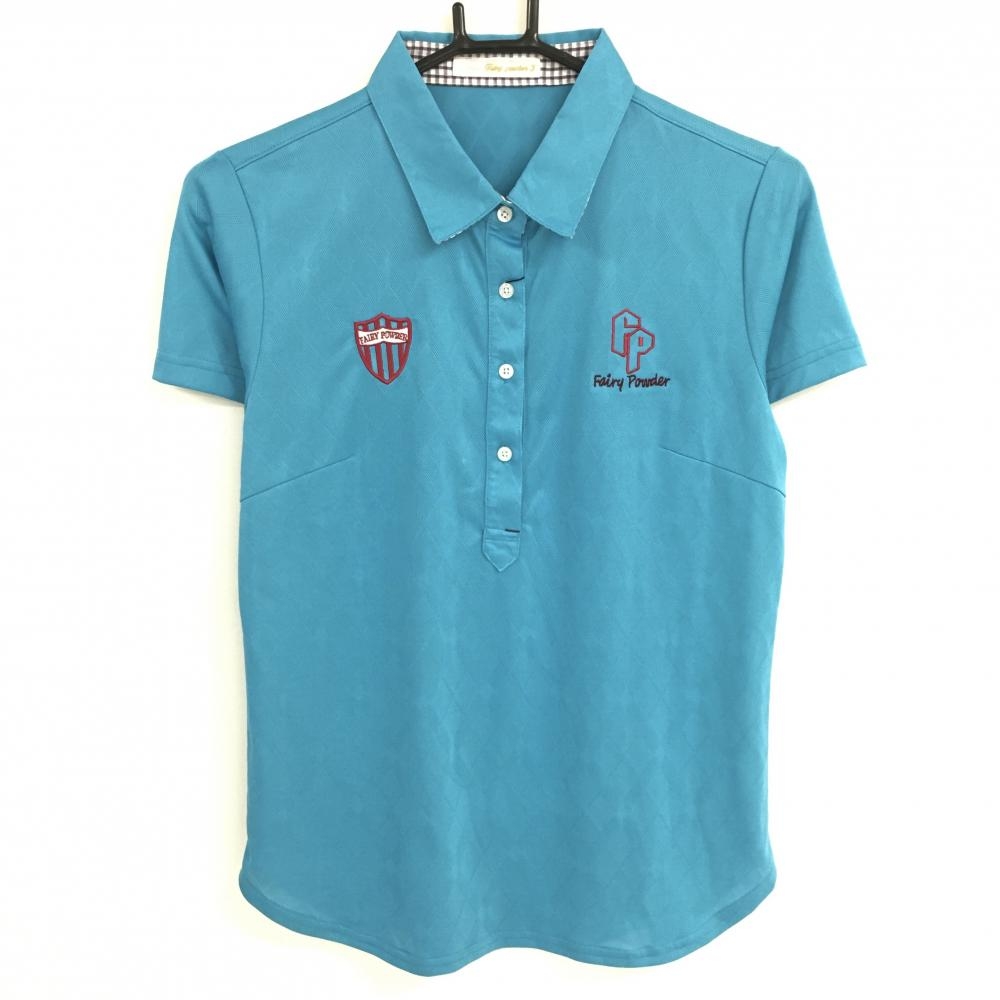 【新品】フェアリーパウダー 半袖ポロシャツ ライトブルー 地模様 レディース 3 ゴルフウェア FAIRY POWDER