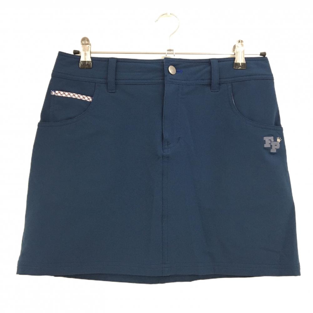 【超美品】フェアリーパウダー スカート ネイビー ロゴ刺しゅう 無地 レディース 28 ゴルフウェア FAIRY POWDER