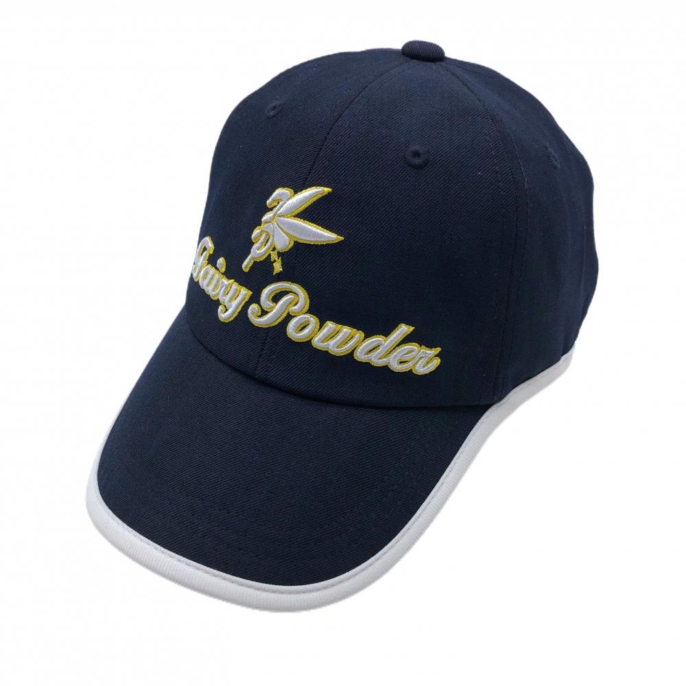 【新品】フェアリーパウダー キャップ ネイビー×白 立体ロゴ ポケッタブル パイピング  F   ゴルフウェア FAIRY POWDER