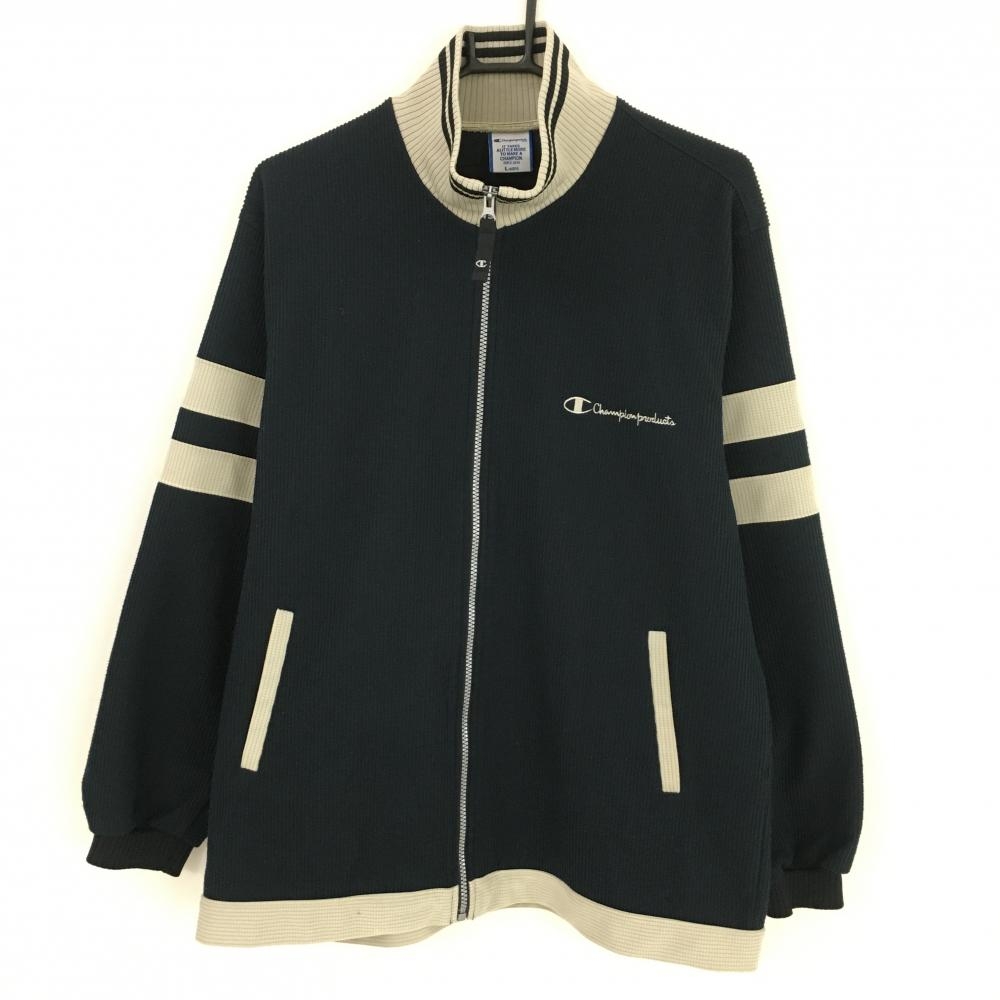 チャンピオン ジャケット 黒×ベージュ コーデュロイ調  メンズ L ゴルフウェア Champion
