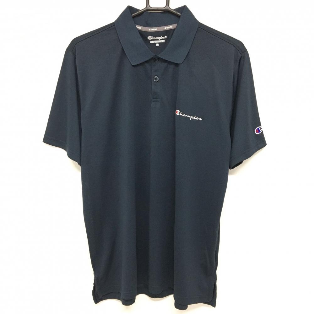 【新品】チャンピオン 半袖ポロシャツ 杢ダークネイビー ロゴ刺しゅう 速乾 防臭  メンズ XL ゴルフウェア Champion