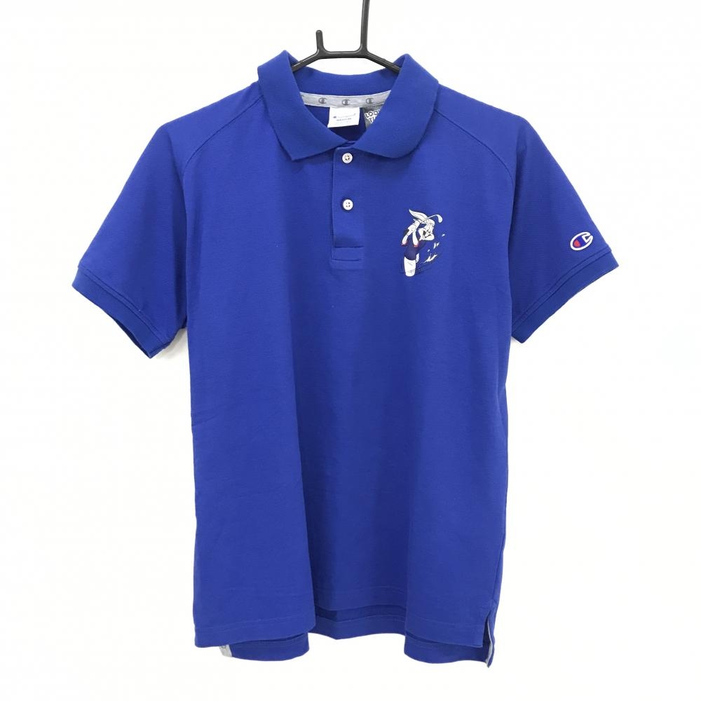 【超美品】チャンピオン×ビームスゴルフ 半袖ポロシャツ ブルー LOONEY TUNES  メンズ MEDIUM ゴルフウェア Champion