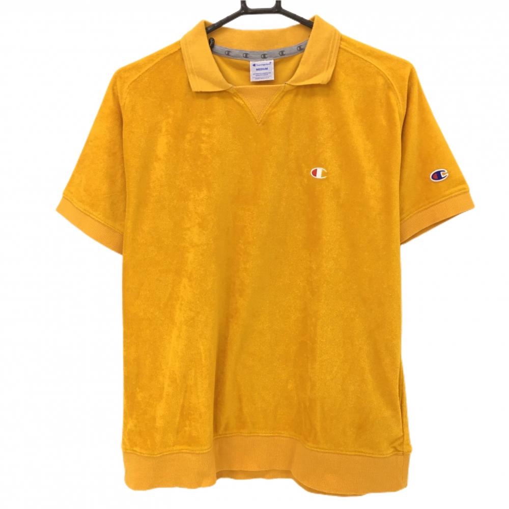 チャンピオン 襟付き半袖シャツ オレンジ パイル生地 メンズ MEDIUM ゴルフウェア Champion