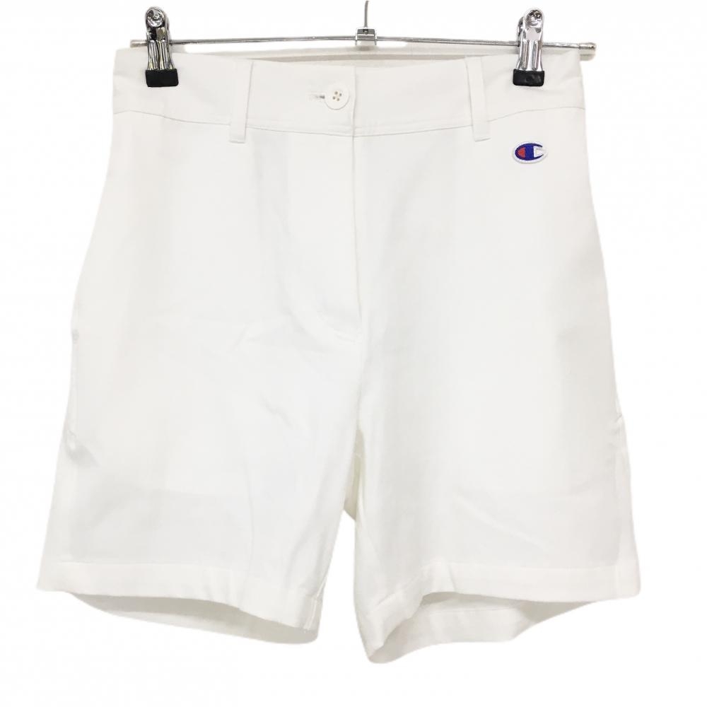 【超美品】チャンピオン ハーフパンツ 白 ポケットロゴプリント  レディース MEDIUM ゴルフウェア Champion