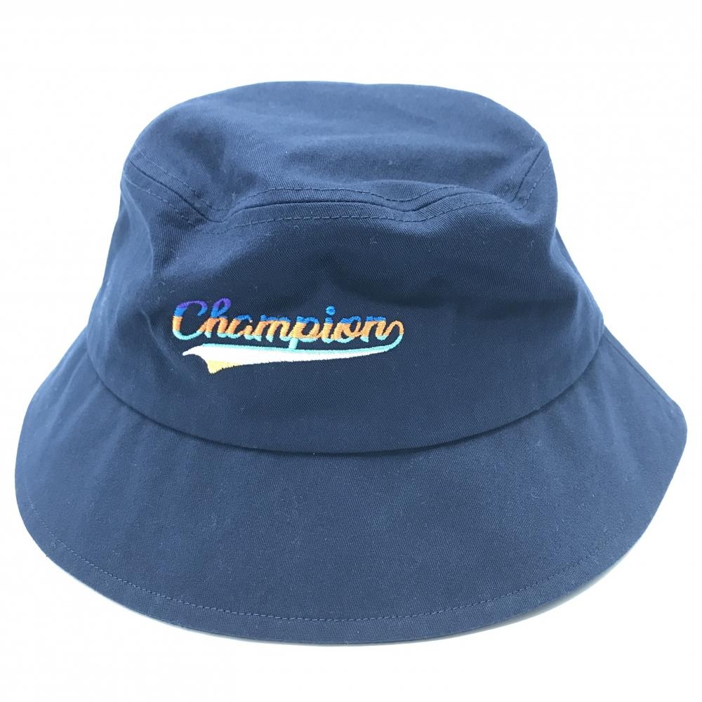 【超美品】チャンピオン バケットハット ネイビー フロントロゴ刺しゅう  56.5-58.5cm   ゴルフウェア Champion