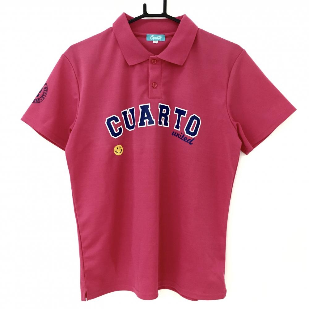 クランク 半袖ポロシャツ ピンク ロゴネイビー  メンズ M ゴルフウェア CLUNK