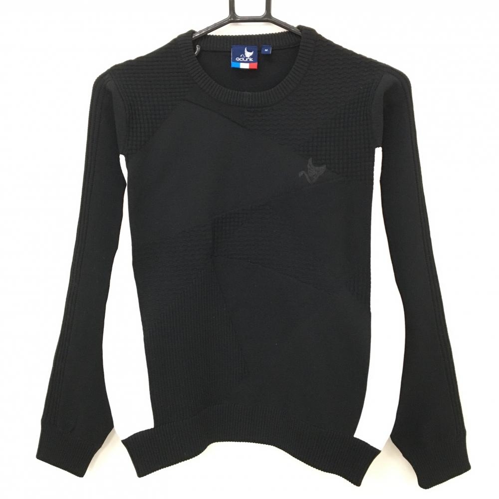 【美品】クランク セーター 黒×白 ロゴ刺しゅう ニット  レディース M ゴルフウェア CLUNK