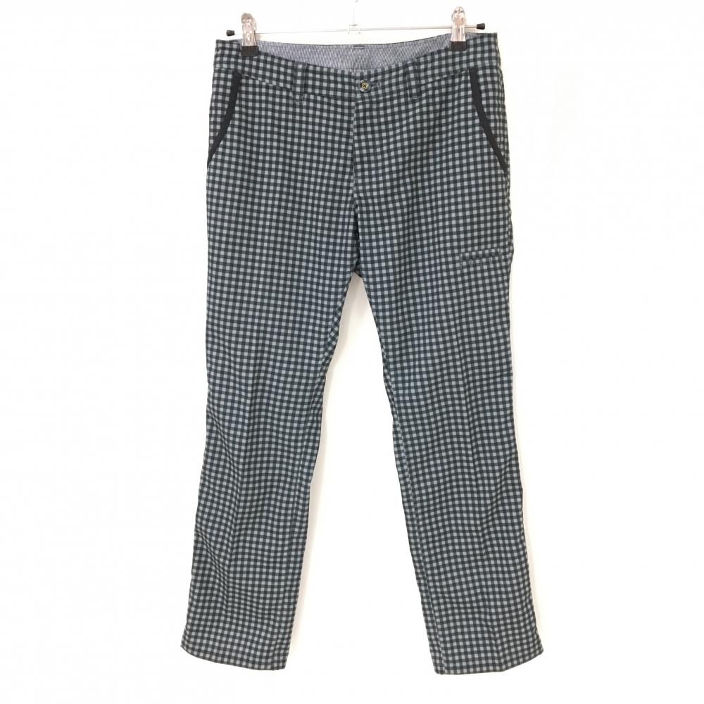 【超美品】クランク パンツ グレー×黒 ギンガムチェック ティー装着可 レディース M ゴルフウェア CLUNK