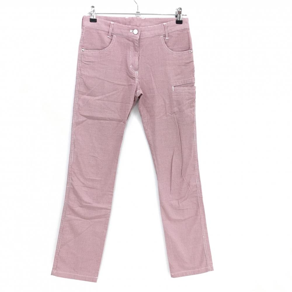 【美品】クランク パンツ オレンジ×グレー 千鳥格子 ストレッチ  レディース M ゴルフウェア CLUNK