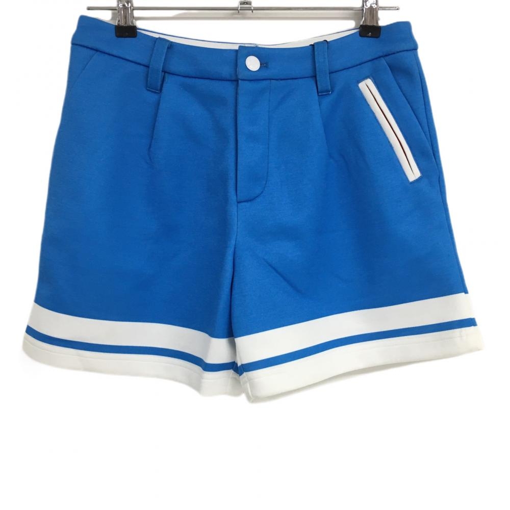 【新品】クランク ショートパンツ ライトブルー×白 ストレッチ キュロットスカート レディース L ゴルフウェア CLUNK