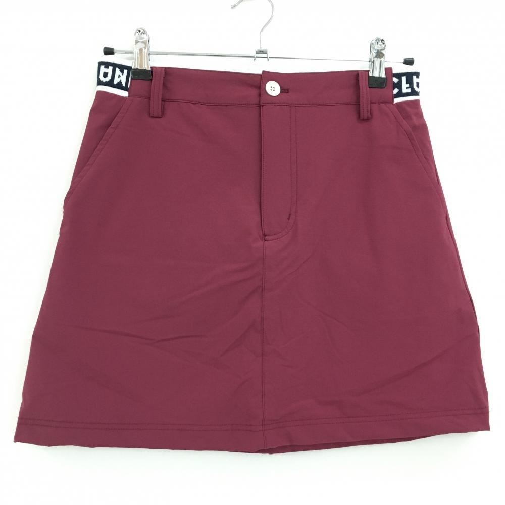 【超美品】クランク スカート ボルドー×ネイビー 裏地付 ウエストゴム ストレッチ レディース L ゴルフウェア CLUNK