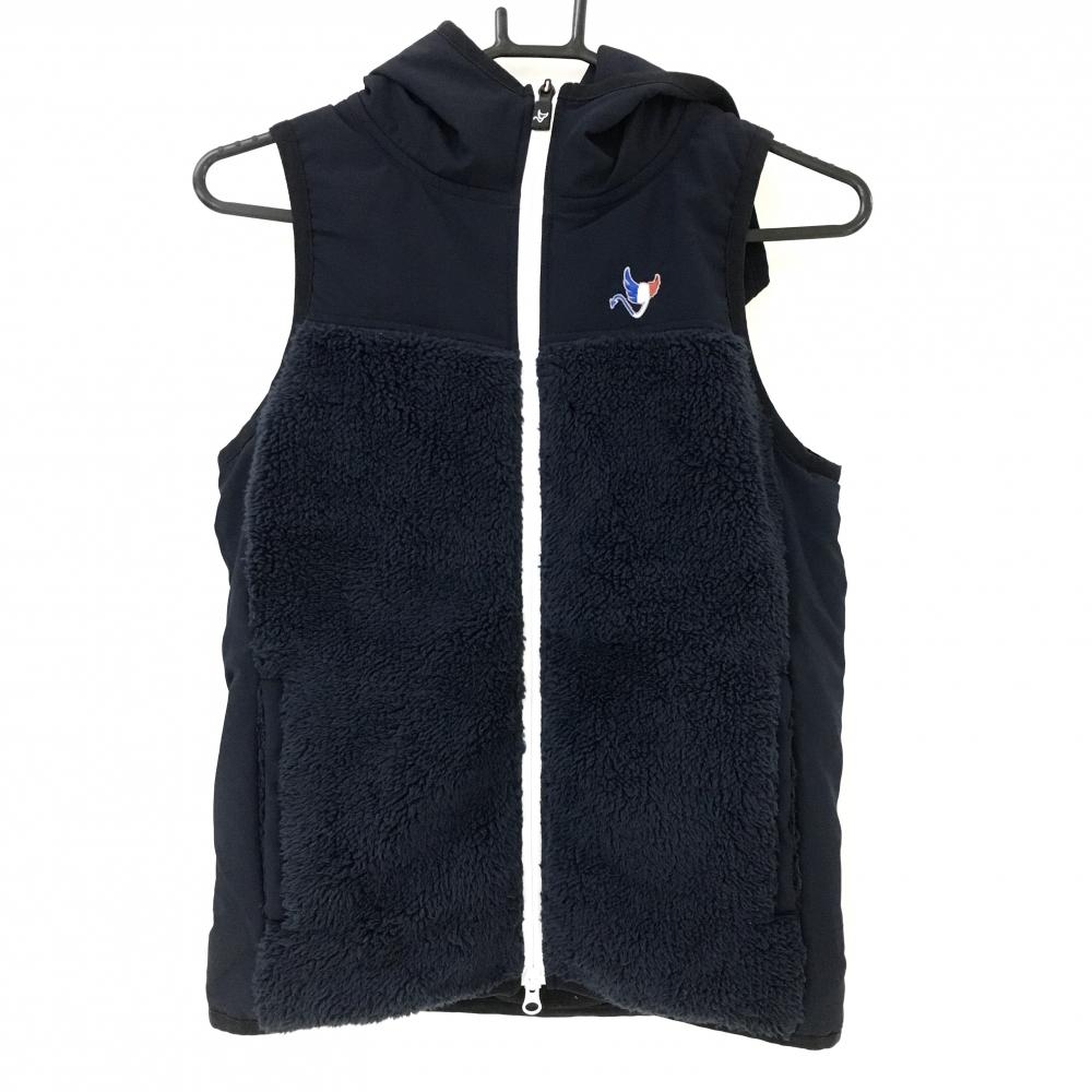 【新品】クランク ボアパーカーベスト ネイビー ヒートクロス 防風 ストレッチ レディース S ゴルフウェア CLUNK