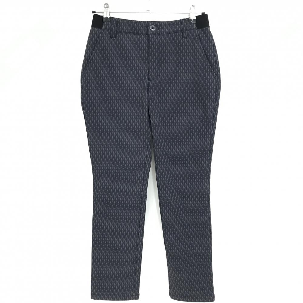 【美品】クランク パンツ ダークグレー×グレー 総柄 裏起毛 ストレッチ レディース M ゴルフウェア CLUNK