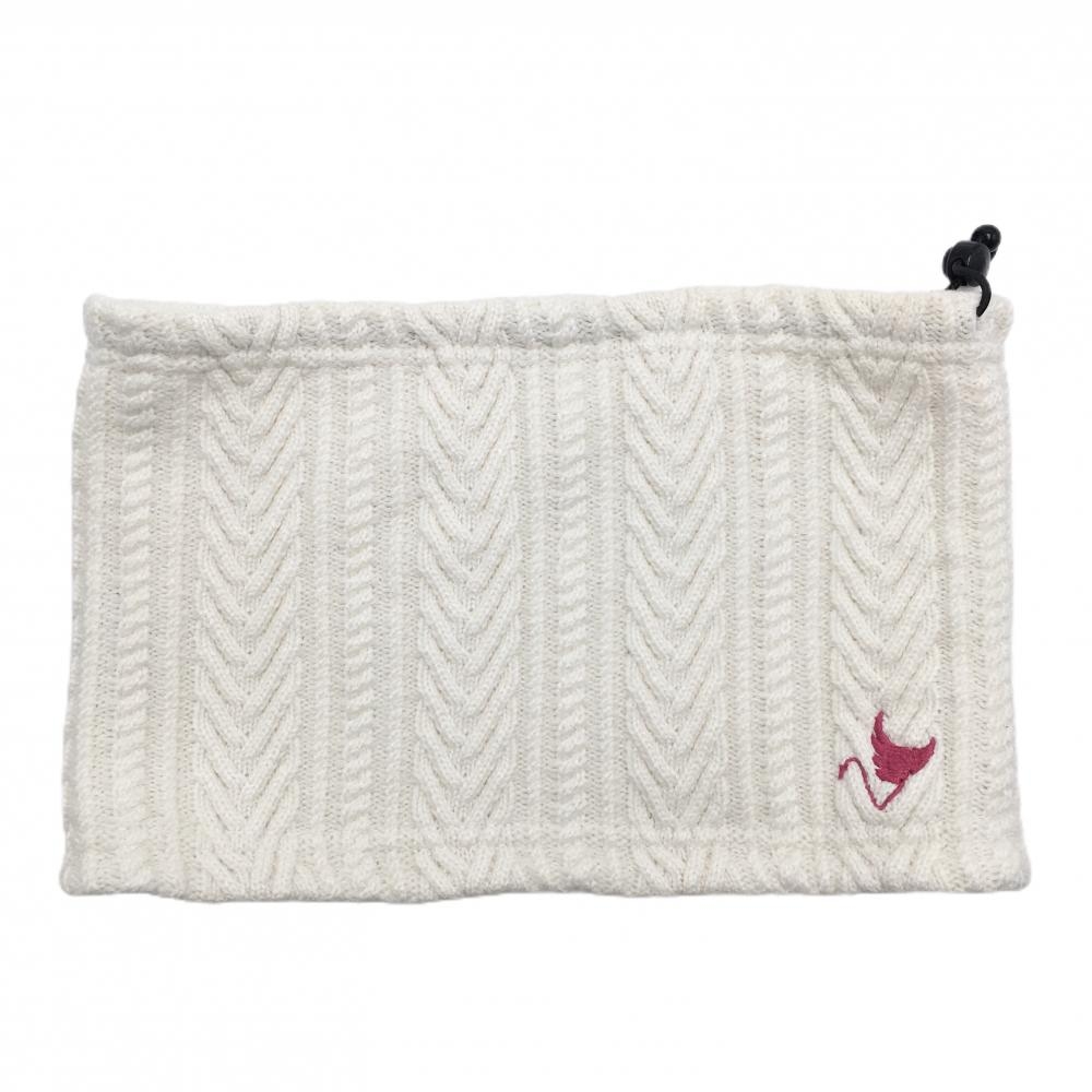 【美品】クランク ニットネックウォーマー 白 裏フリース  ゴルフウェア CLUNK