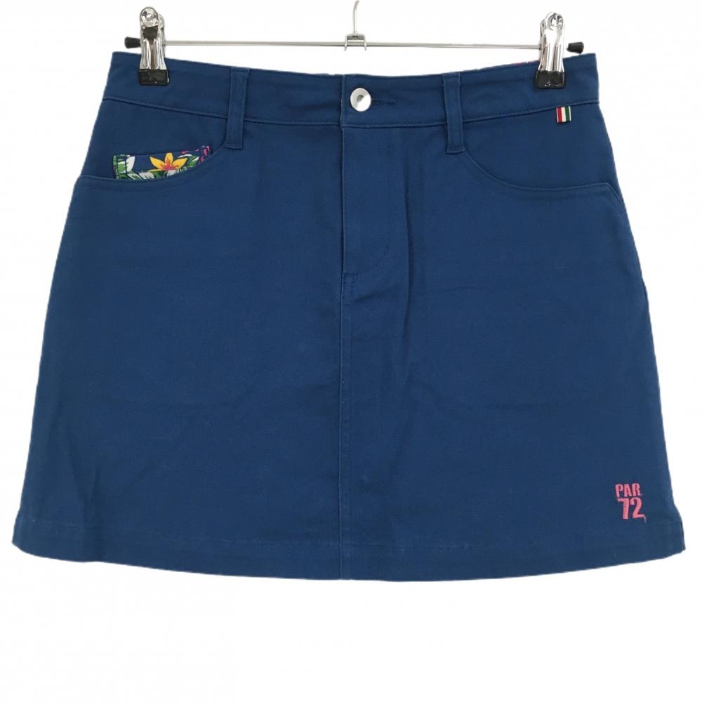 パーセッタンタドゥエ スカート ブルー系 ウエスト裏・ポケット口花柄 レディース M ゴルフウェア PAR72