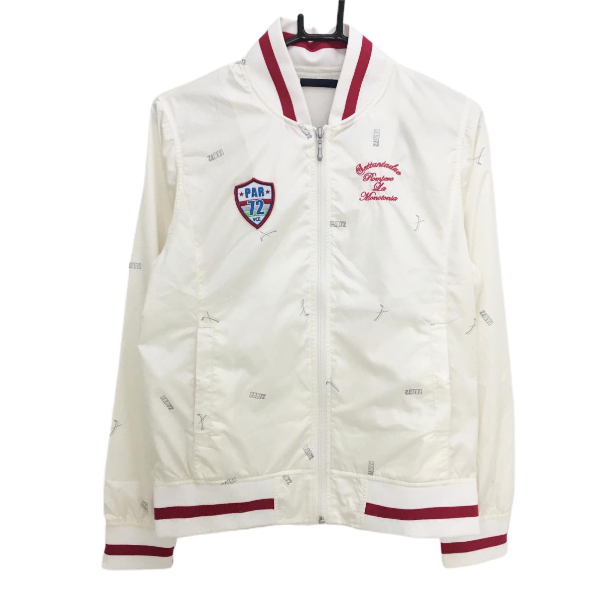 パーセッタンタドゥエ ジャケットブルゾン 白×グレー 総柄 裏地メッシュ  レディース L ゴルフウェア PAR72