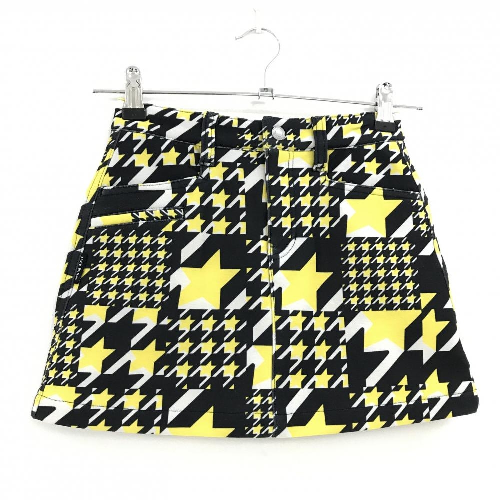 【超美品】ジャックバニー スカート 黒×イエロー×白 千鳥格子 裏起毛 ジュニア・キッズ 120 ゴルフウェア サンプル品 Jack Bunny