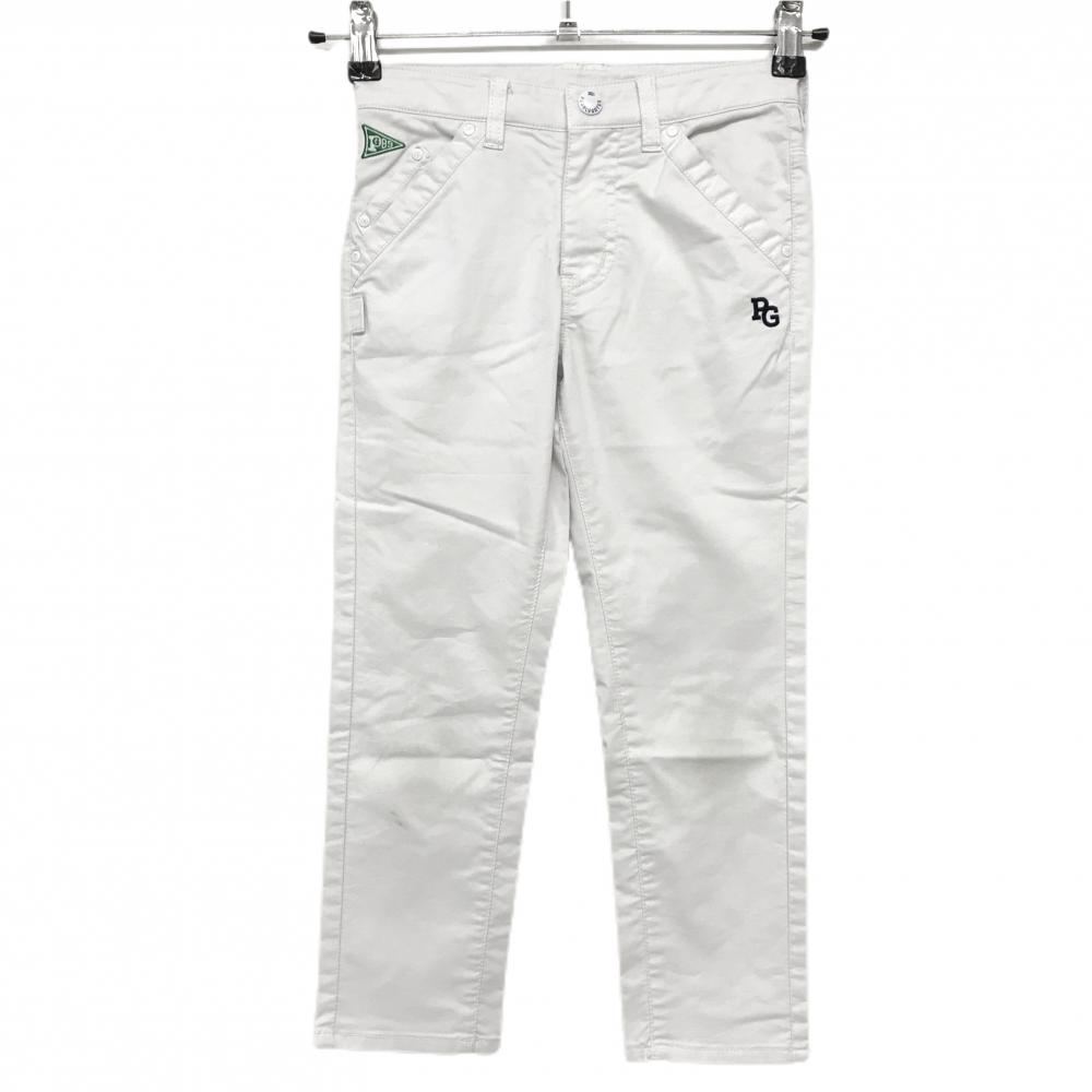 パーリーゲイツ パンツ 白×ネイビー ロゴ刺しゅう コットン混 ジュニア・キッズ 120(3S) ゴルフウェア PEARLY GATES