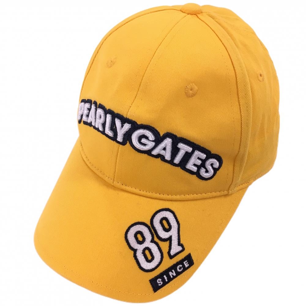 パーリーゲイツ キャップ イエロー×白×ネイビー ニコちゃん スマイル 汗取りパッド付 ジュニア・キッズ FR ゴルフウェア PEARLY GATES